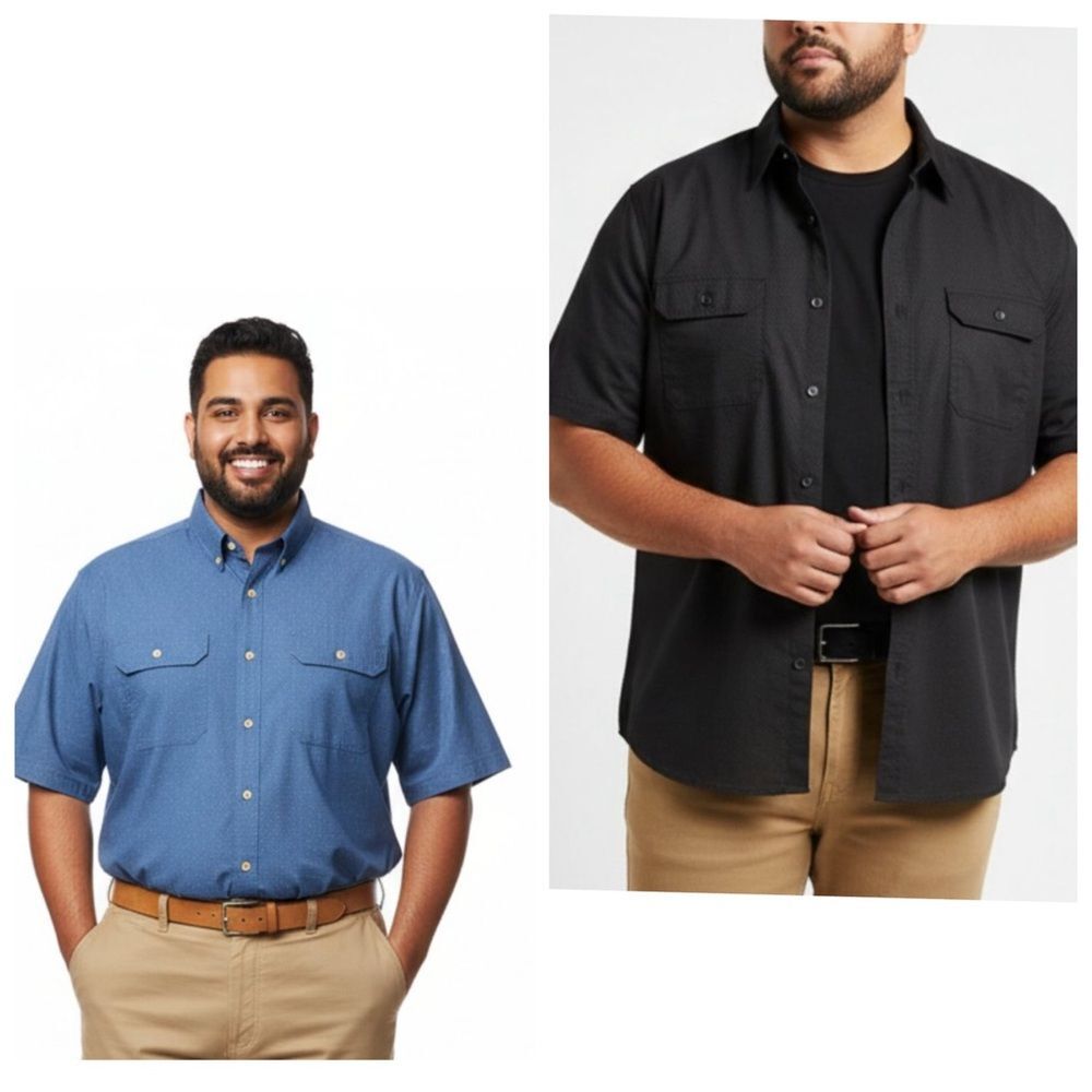 ROWM SET of 2 Men's Gray & Blue Short Sleeve Button Up Shirts 2XT